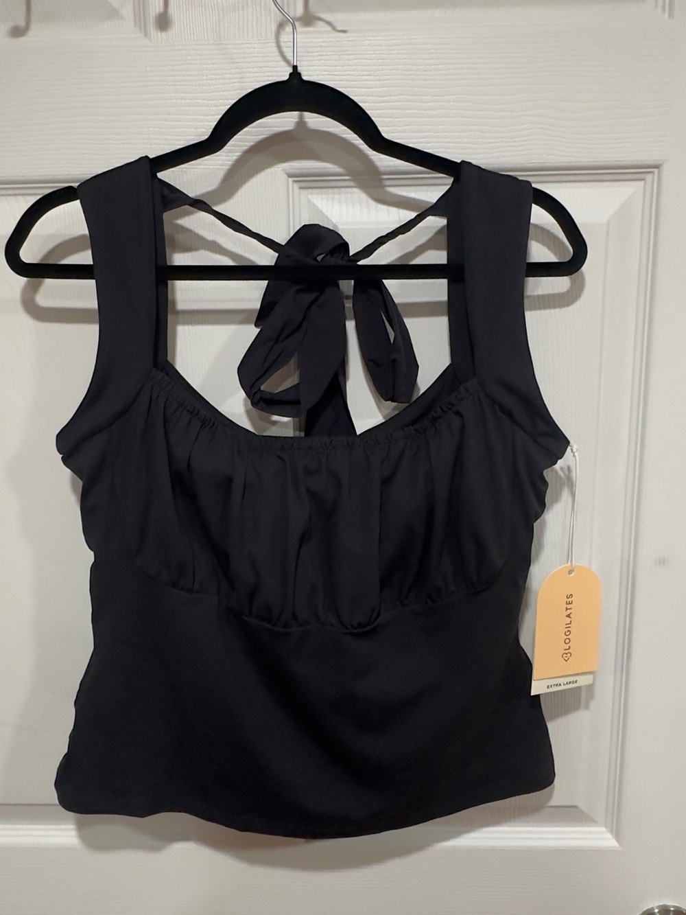 BLOGILATES Black Bow-Back Tank Top